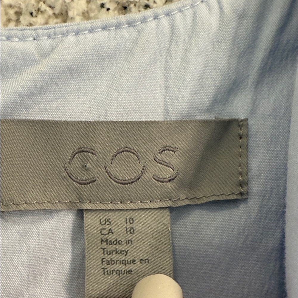 COS Light Blue Sleeveless Dress drapey cotton size 10 - Picture 6 of 8